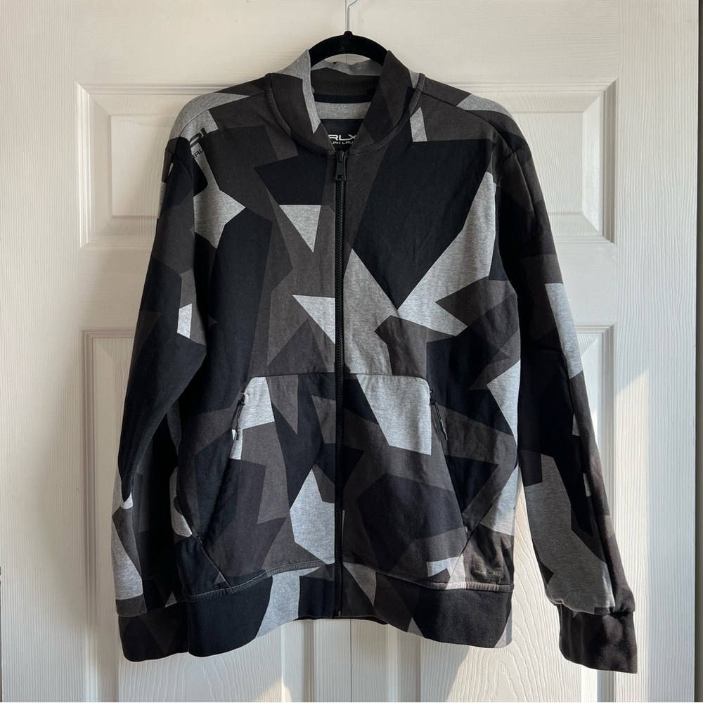 Men's Geometric Black & Gray Bomber Jacket